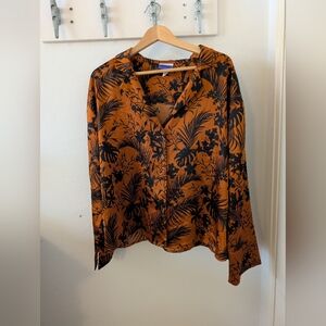 Future Collective Women's Button Up Blouse - Black and Orange